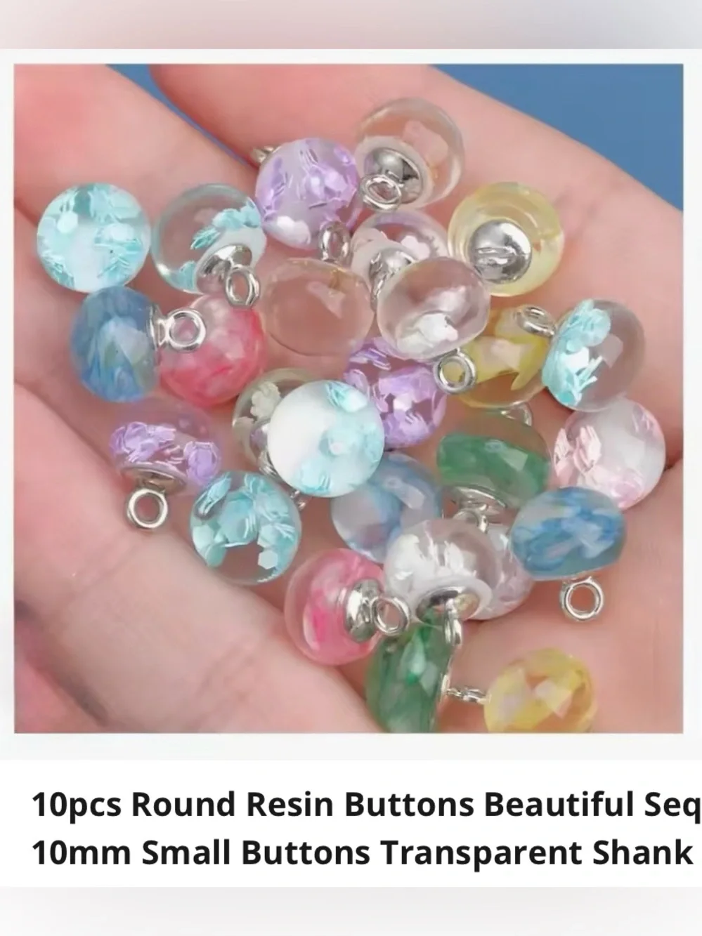 10, 10mm (0.394") Clear Resin With Gold Fleck Buttons for Sewing Or Crafts, NIP - Picture 9 of 9